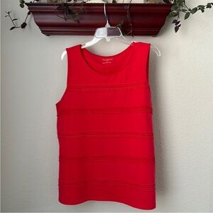Talbot's Red Sleeveless Embroidered Top Red Women’s Size XL